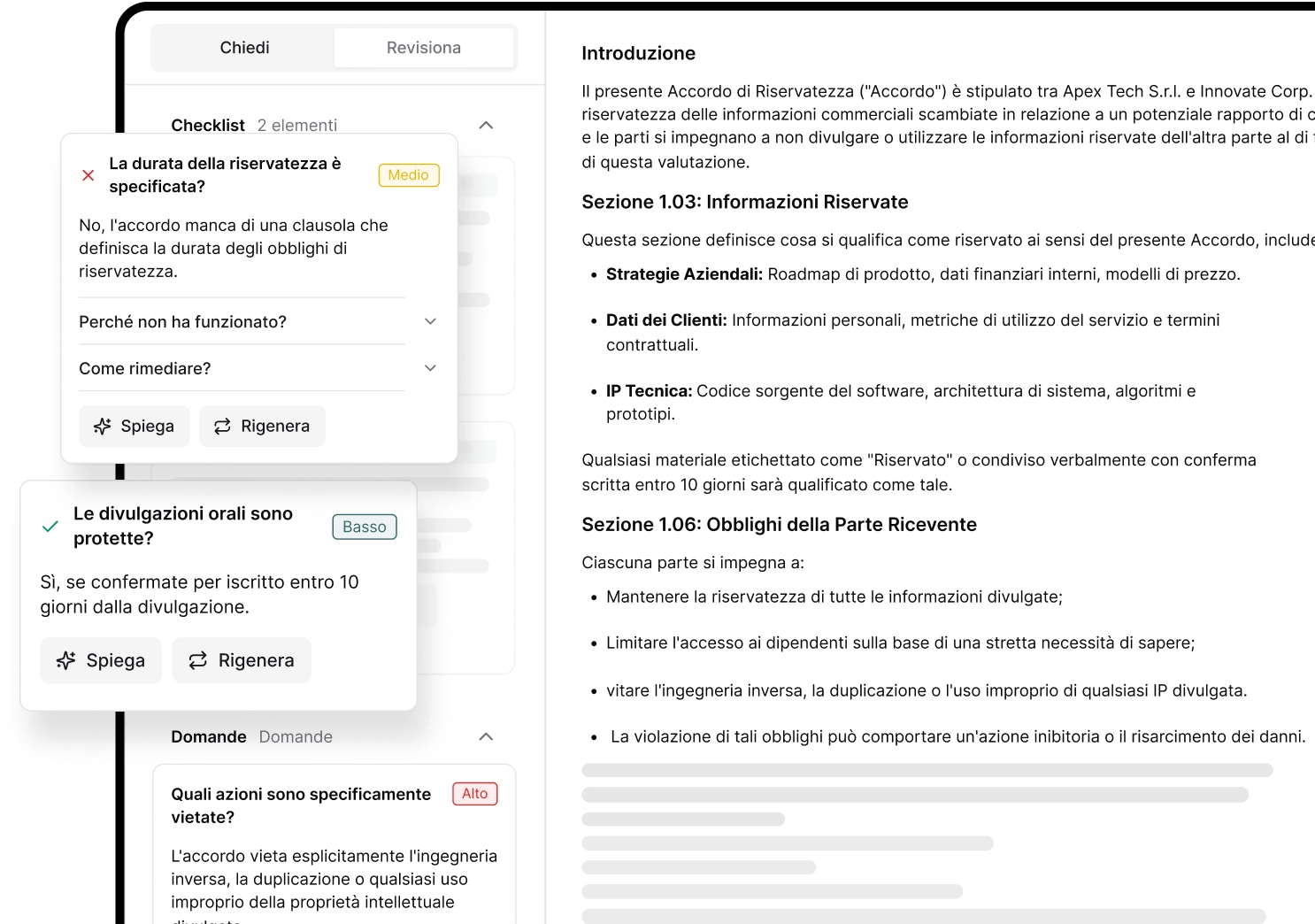 Interfaccia di revisione documenti