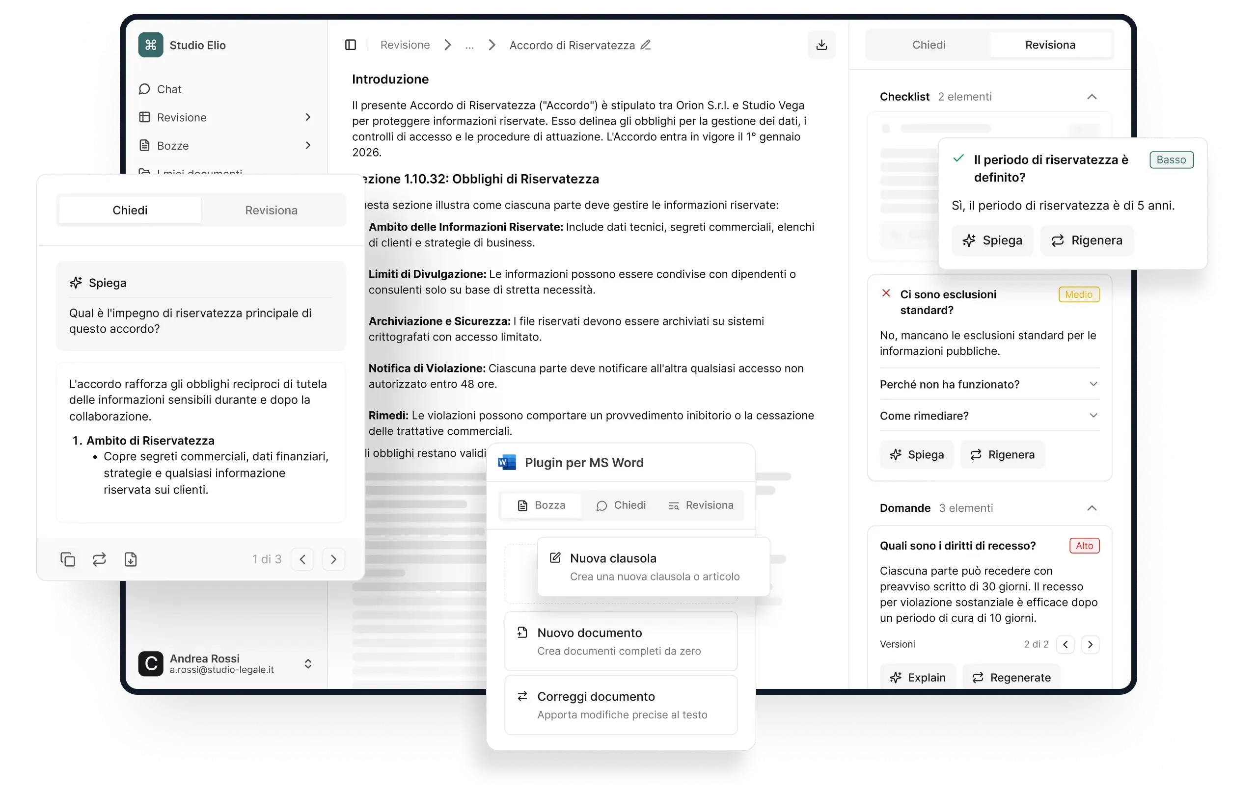 Piattaforma AI per la revisione e l'analisi dei documenti legali
